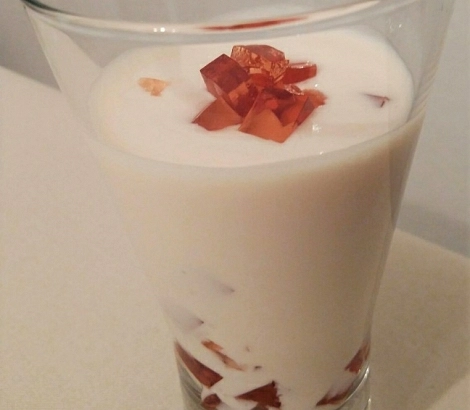 Sorbete de cuajada y Pacharán